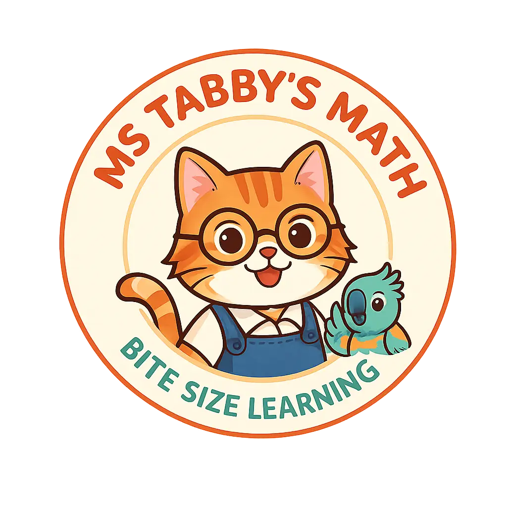 Ms Tabby Cat and Parrot in the classroom